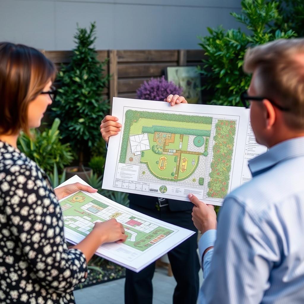 Présentation d'un plan d'aménagement de jardin